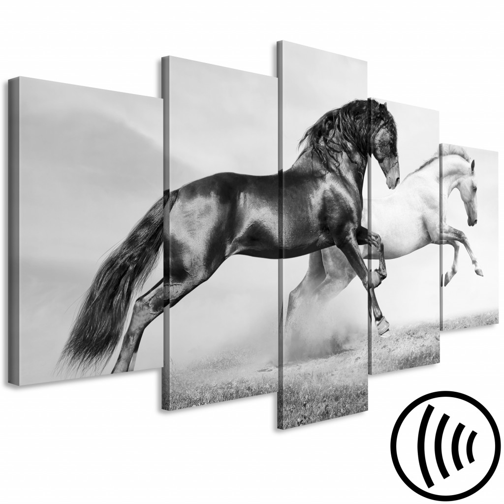 Schilderij  Paarden: Chase (5 Parts) Wide