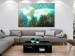 Canvas Art Print Map on concrete - bright contours of continents on a blue background 135039 additionalThumb 3