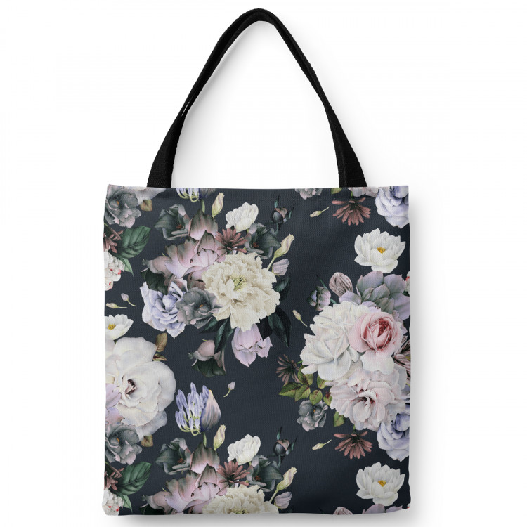Shopping Bag Stately bouquet - rose and peony flowers on black background 147439