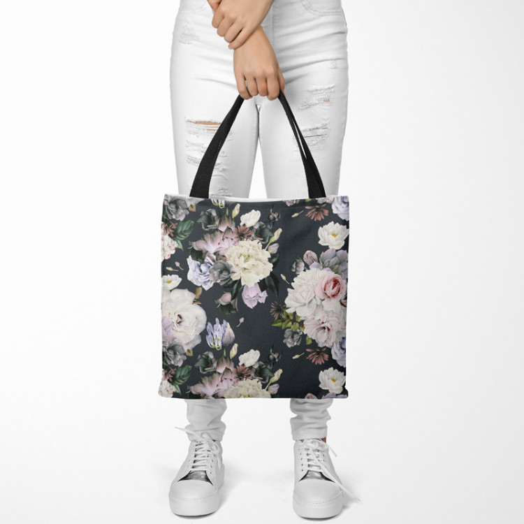 Shopping Bag Stately bouquet - rose and peony flowers on black background 147439 additionalImage 2