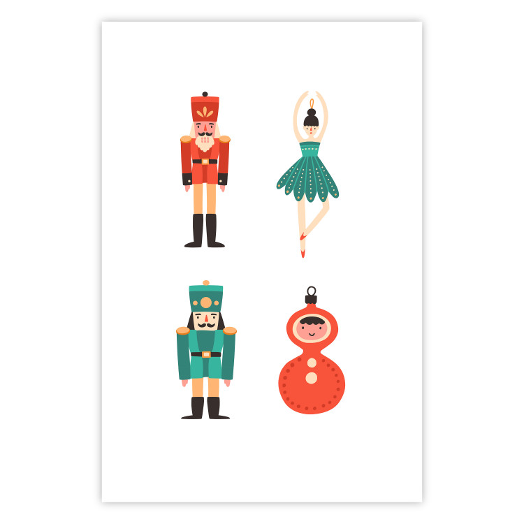 Plakat Zabawki choinkowe - baletnica i żołnierzyki w świątecznych kolorach 148039 additionalImage 5