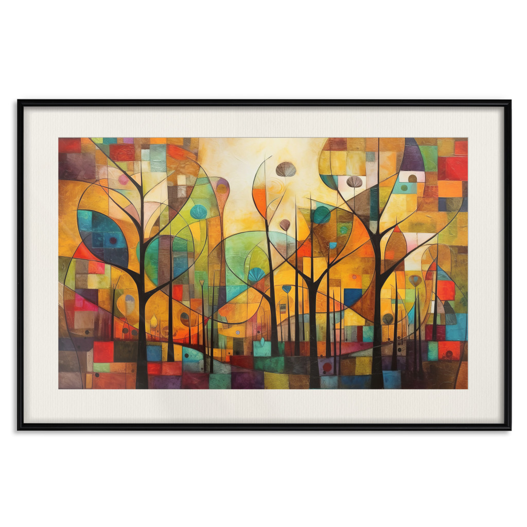 Posters: Colored Forest - A Geometric Composition Inspired By Klimt’s Style