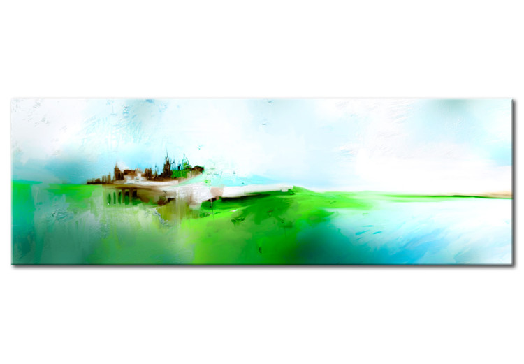 Tableau sur toile Horizon de terre retrouvé (1 pièce) - Abstraction bleu-vert 47439