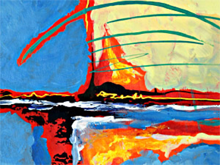 Toile déco Paysage (3 pièces) - fantaisie colorée avec un motif de mer bleue 48339 additionalImage 2