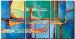 Toile déco Paysage (3 pièces) - fantaisie colorée avec un motif de mer bleue 48339