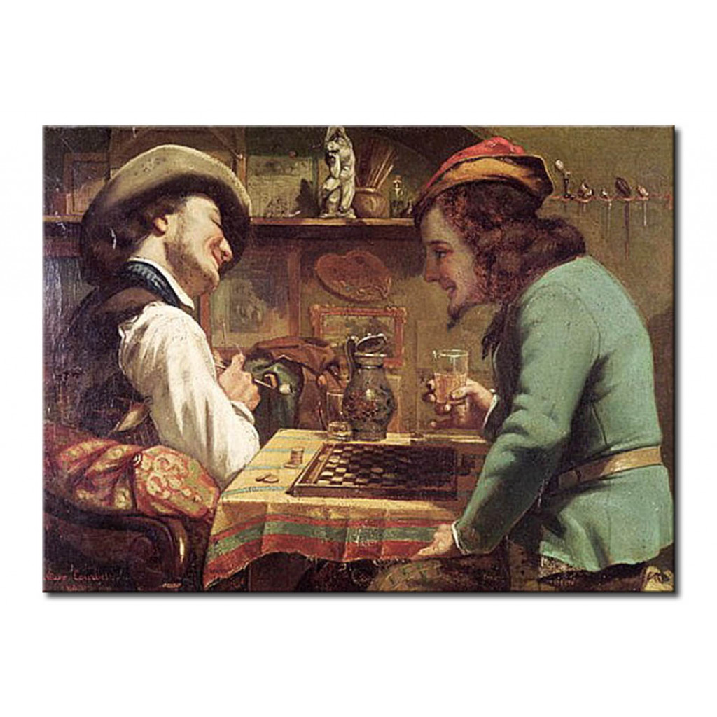 Schilderij  Gustave Courbet: The Game Of Draughts