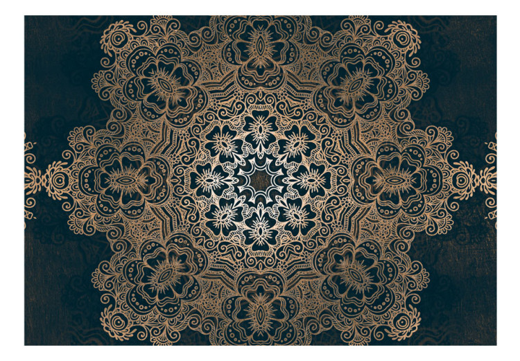 Fototapeta Mandala - kontrastowy motyw orientu w jasny wzór na niebieskim tle 93139 additionalImage 1