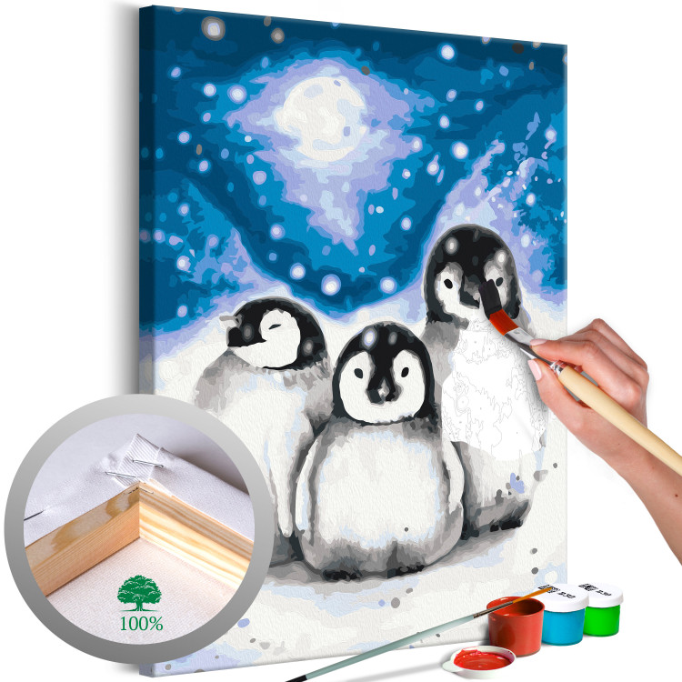 Obraz do malowania po numerach Trzy pingwiny 131449