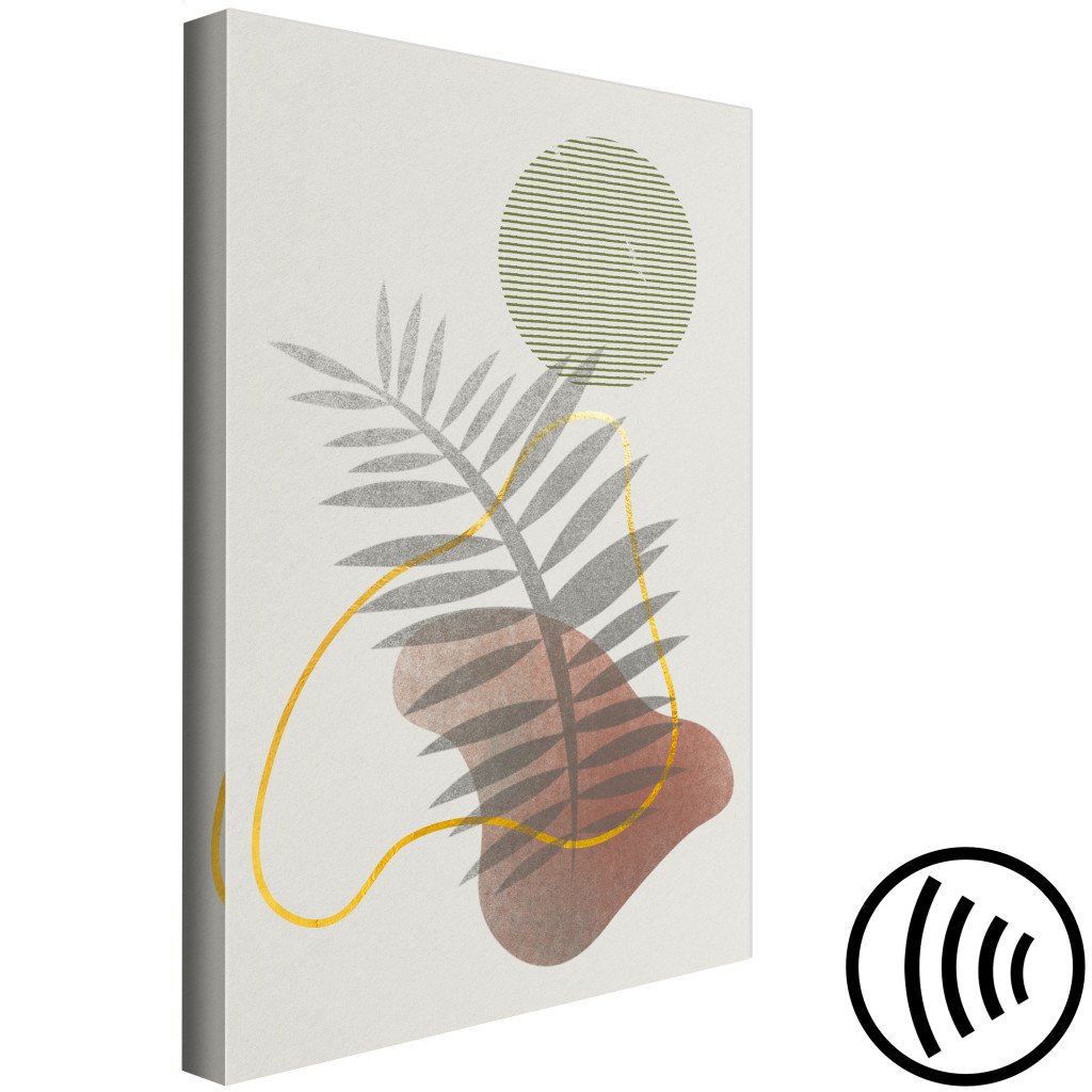 Schilderij  Abstract: Palmbladschaduw - Abstract Met Een Plant En Geometrische Vormen