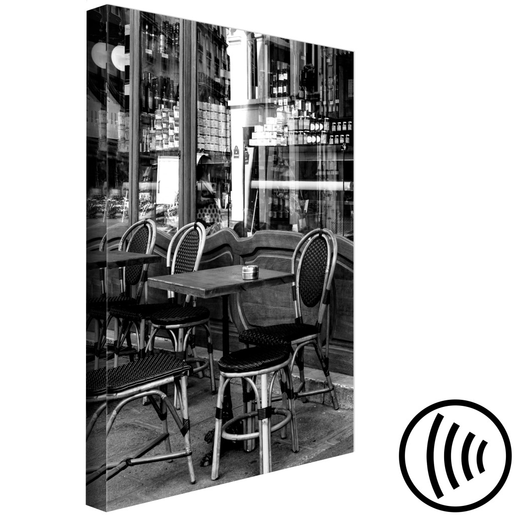 Quadro Em Tela Café Em Paris - Fotografia A Preto E Branco Da Capital Francesa
