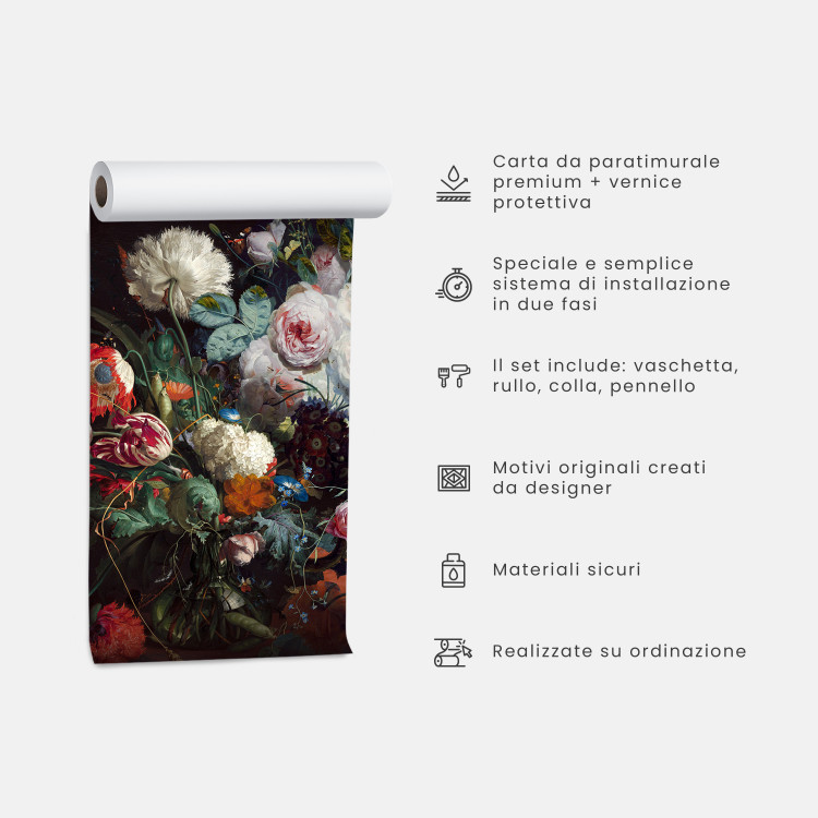 Carta da parati Bouquet - tema di fiori in diversi colori su uno sfondo scuro 138749 additionalImage 9