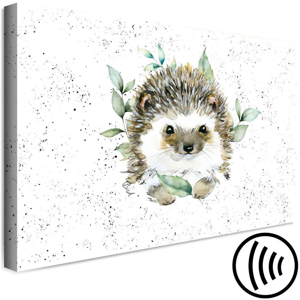 Quadro Pintado Hedgehog - Cute Painted Animals And Plants On A Stain Background