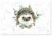Quadro contemporaneo Hedgehog - Cute Painted Animals and Plants on a Stain Background 145749