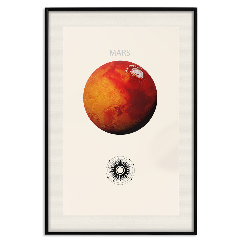 Plakat: Mars - Czerwona Planeta I Abstrakcyjna Kompozycja Z Układem Słonecznym
