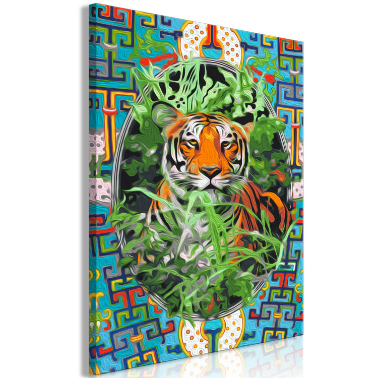 Paint by number Pensive Cat - Tiger among Grass and Abstract Colored Background 146549 additionalImage 6