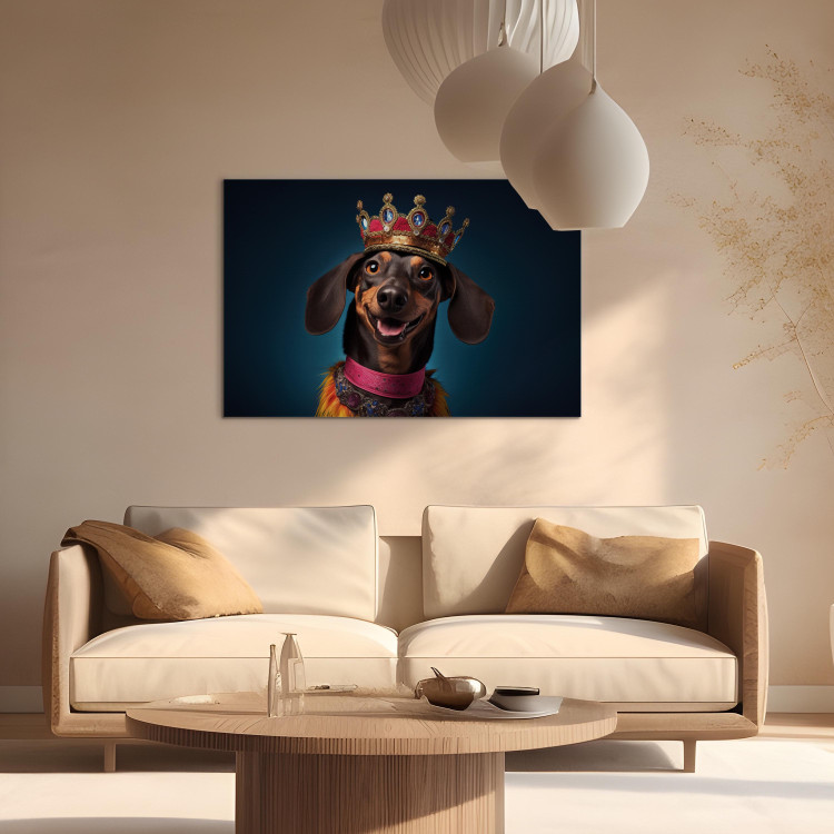 Canvastavla AI Dog Dachshund - Portrait of a Smiling Animal Wearing a Crown - Horizontal 150249 additionalImage 5