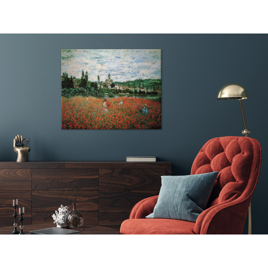 Schilderij  Claude Monet: Poppy Field Near Vetheuil