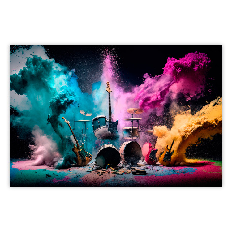 Wall Poster Exploding Instruments - Rock Scene With Drums and Guitars 150649