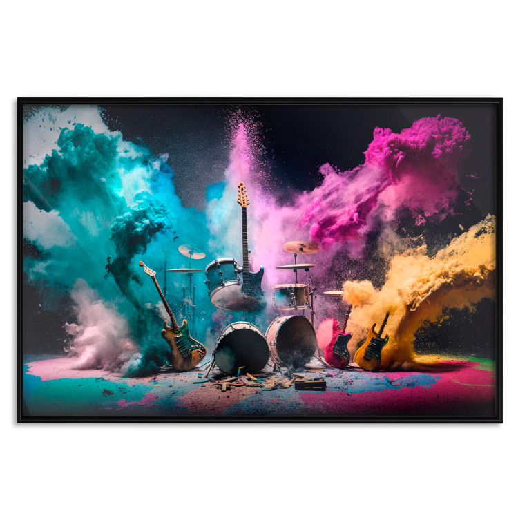 Poster Exploding Instruments - Rock Scene With Drums and Guitars