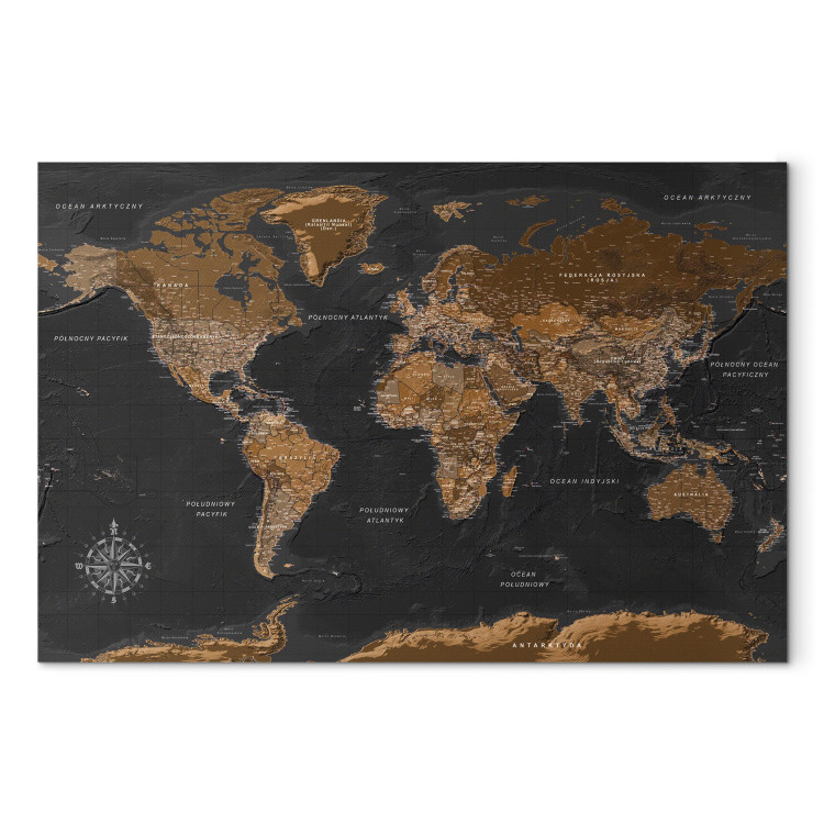 Impresión en metacrílato Brown World Map (PL) [Glass] 150749 additionalImage 2