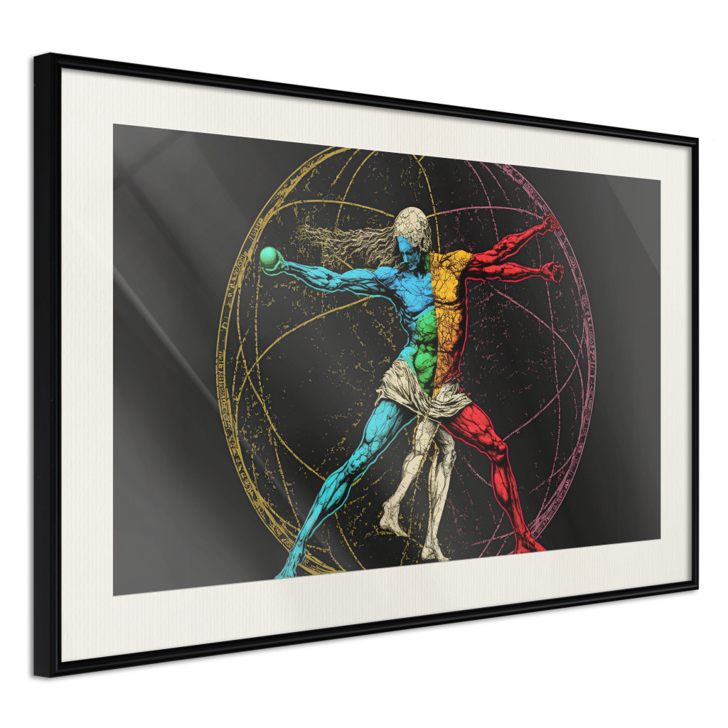 Plakat: Sportowiec Witruwiański - Kompozycja Inspirowana Twórczością Da Vinci
