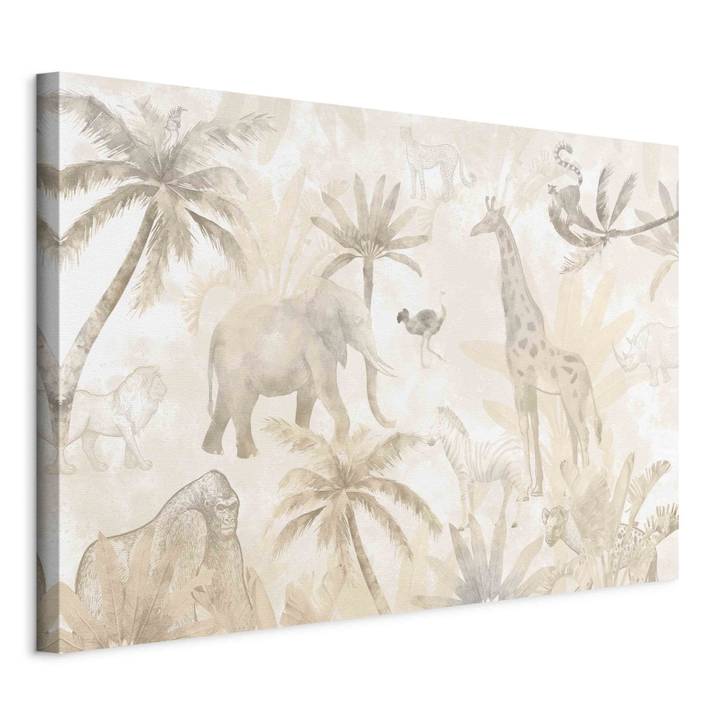 Schilderij Tropical Safari - Wild Animals In Beige Shades [Large Format]