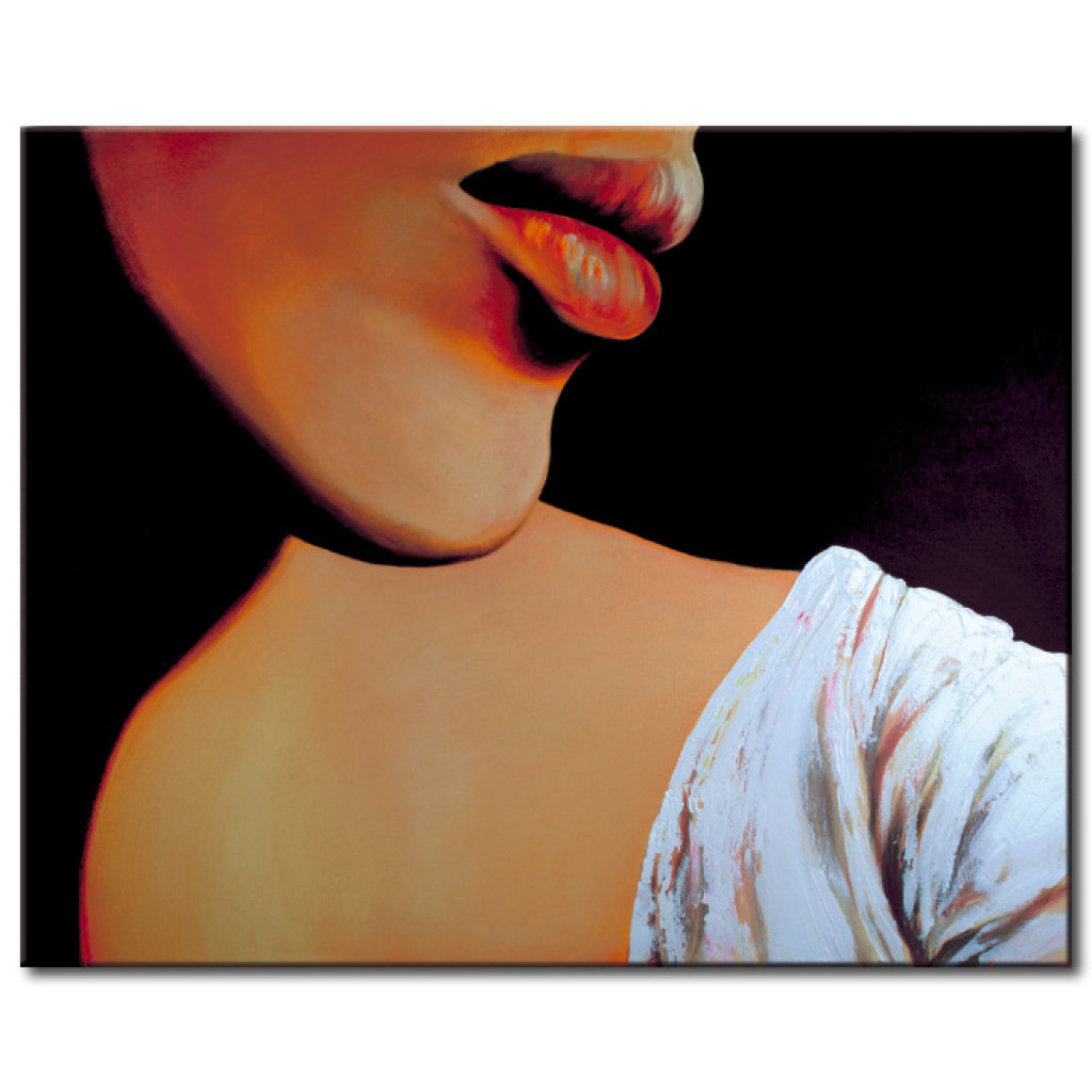 Quadro Em Tela Musa (1 Parte) - Retrato Sensual De Uma Mulher Com Lábios Vermelhos