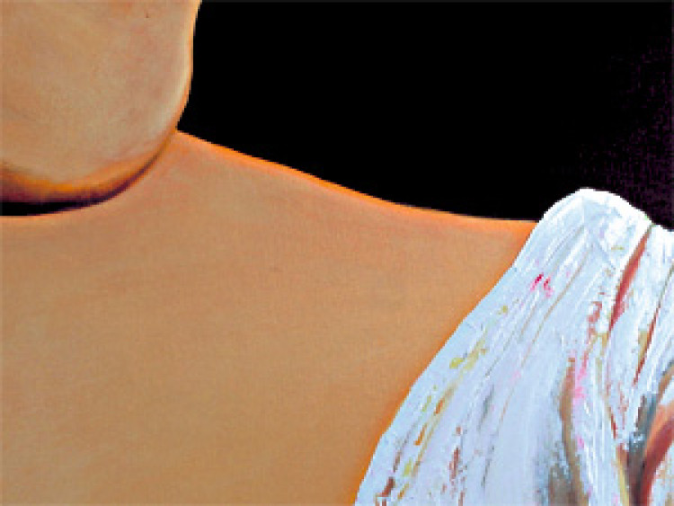 Tableau mural Muse (1 pièce) - Portrait sensuel d'une femme aux lèvres rouges 47549 additionalImage 3