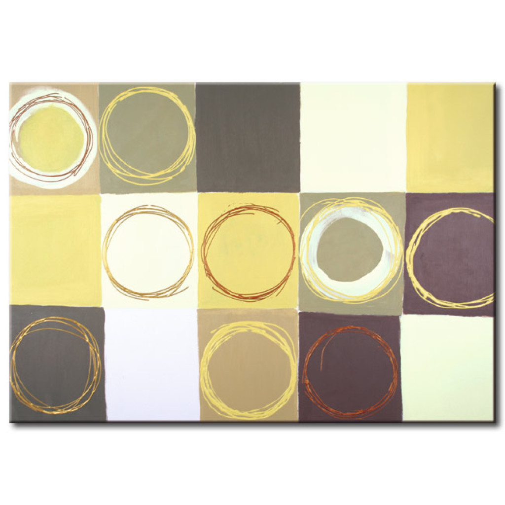 Schilderij  Abstract: Vierkanten En Cirkels