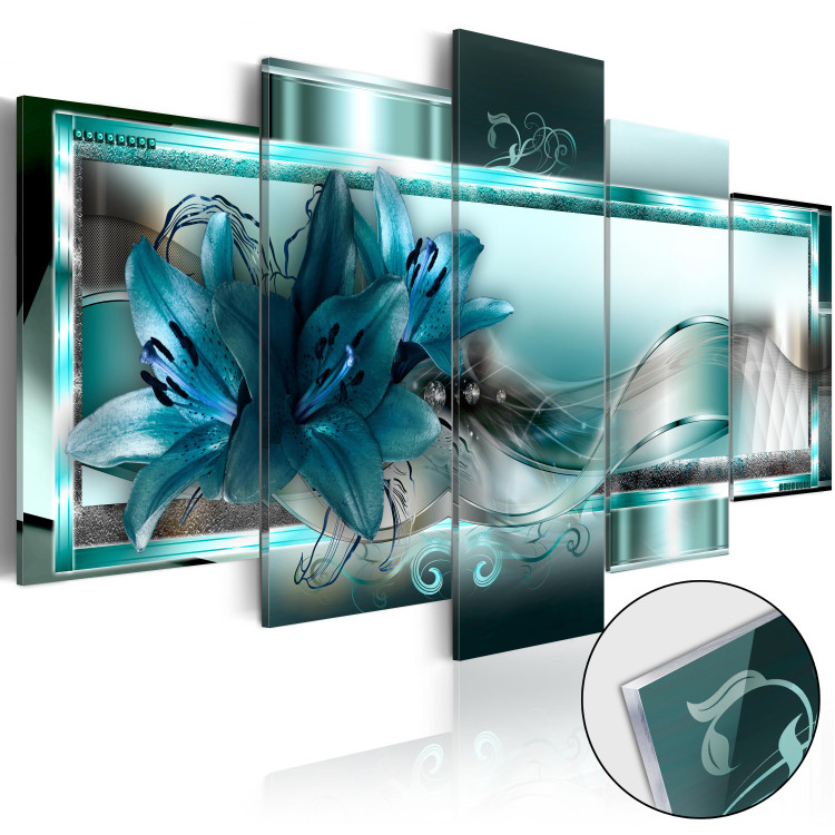 Tryck på akrylglas Sky Blue Lilies [Glass]