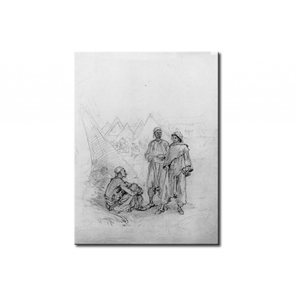 Schilderij  Ludwig Knaus: Studie Von Kriegsgefangenen Marokkanern (Wahner Heide)