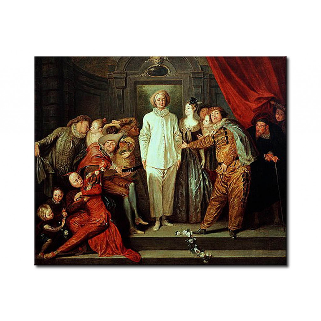 Schilderij  Antoine Watteau: Italian Comedians