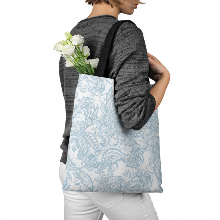 Totebag The delicacy of nature - flowers and leaves in white and blue 147459 additionalImage 3