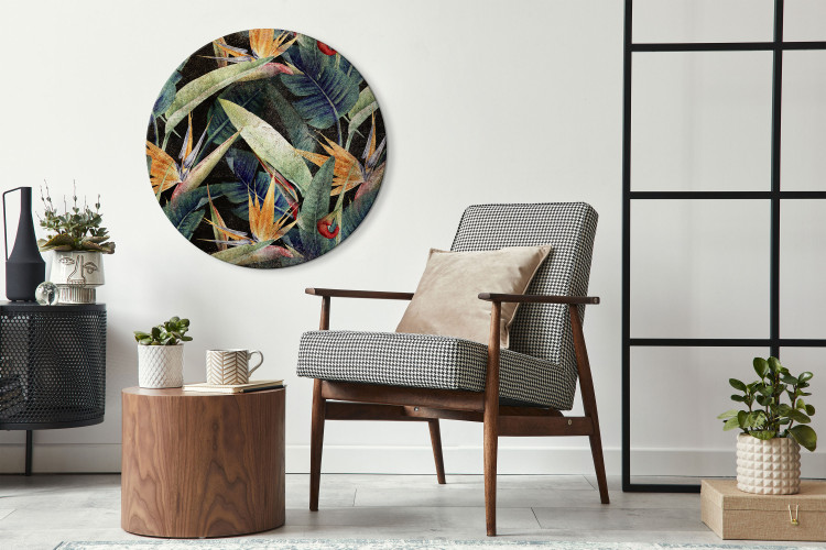 Round Canvas Lush Land - Graphics With Wild Plants in the Style of a Forest 148659 additionalImage 4