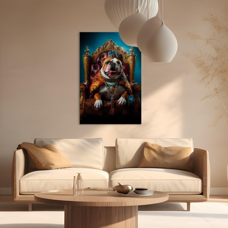 Konst AI Dog English Bulldog - Animal in the Role of King on the Throne - Vertical 150259 additionalImage 3