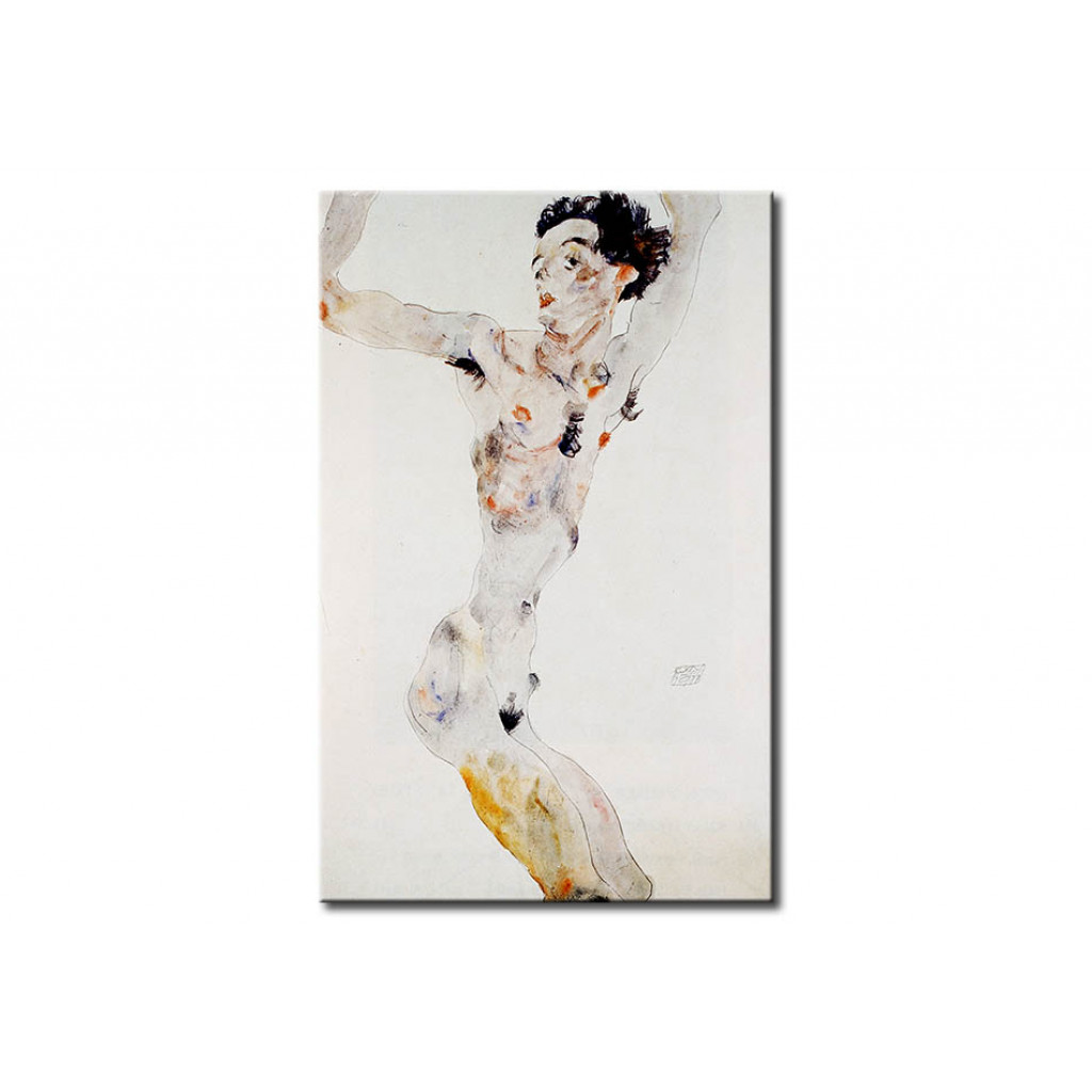 Schilderij  Egon Schiele: Maennlicher Akt