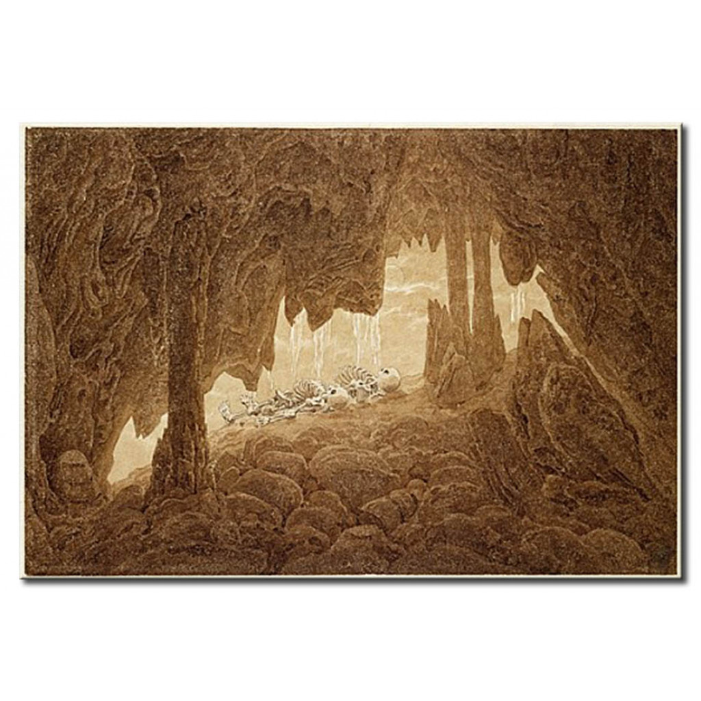 Schilderij  Caspar David Friedrich: Skeleton In The Cave