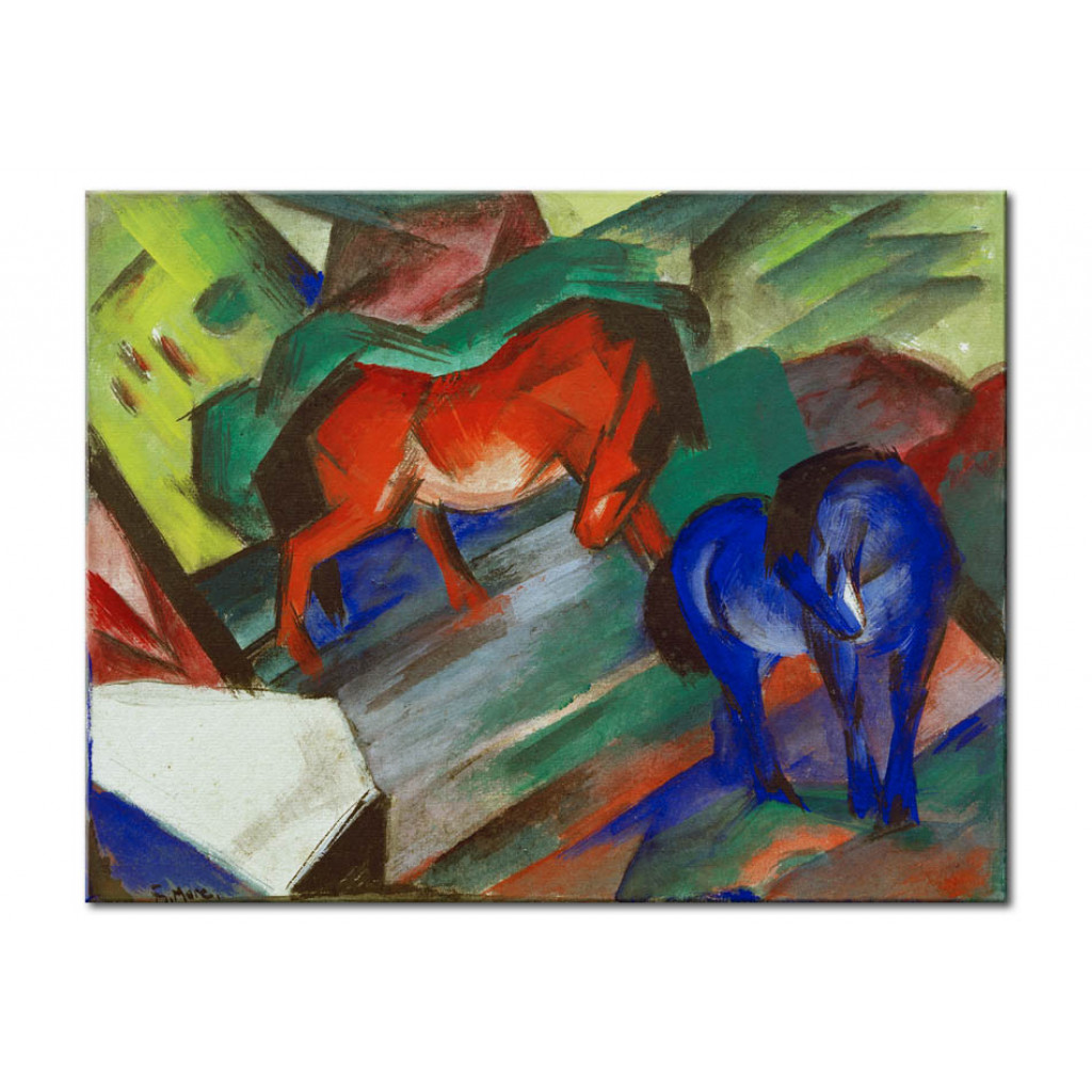 Konst Red And Blue Horses