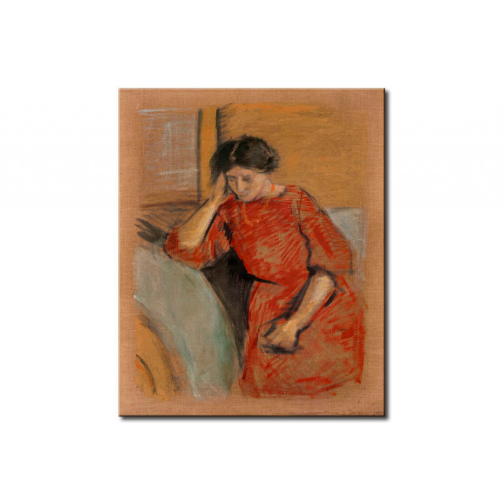 Schilderij  August Macke: Elisabeth In A Red Dress