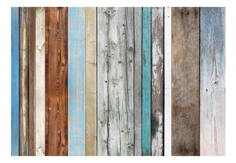 Mural de parede Cerca - tábuas de madeira coloridas em vários tons de cinza 61959 additionalImage 1