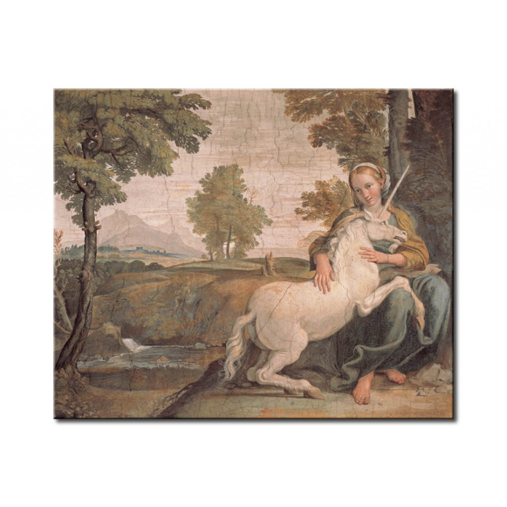 Schilderij  Domenichino: The Maiden And The Unicorn