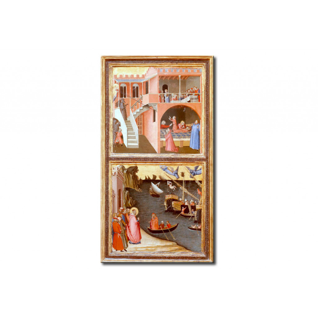 Schilderij  Ambrogio Lorenzetti: Two Scenes From The Life Of Saint Nicholas