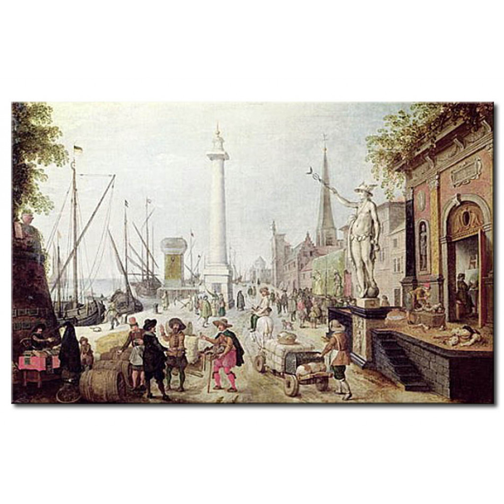 Schilderij  Sebastiaen Vrancx: The Ancient Port Of Antwerp