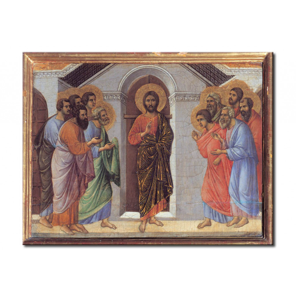 Schilderij  Duccio Di Buoninsegna: The Resurrected Christ Appears To The Disciples Behind Locked Doors