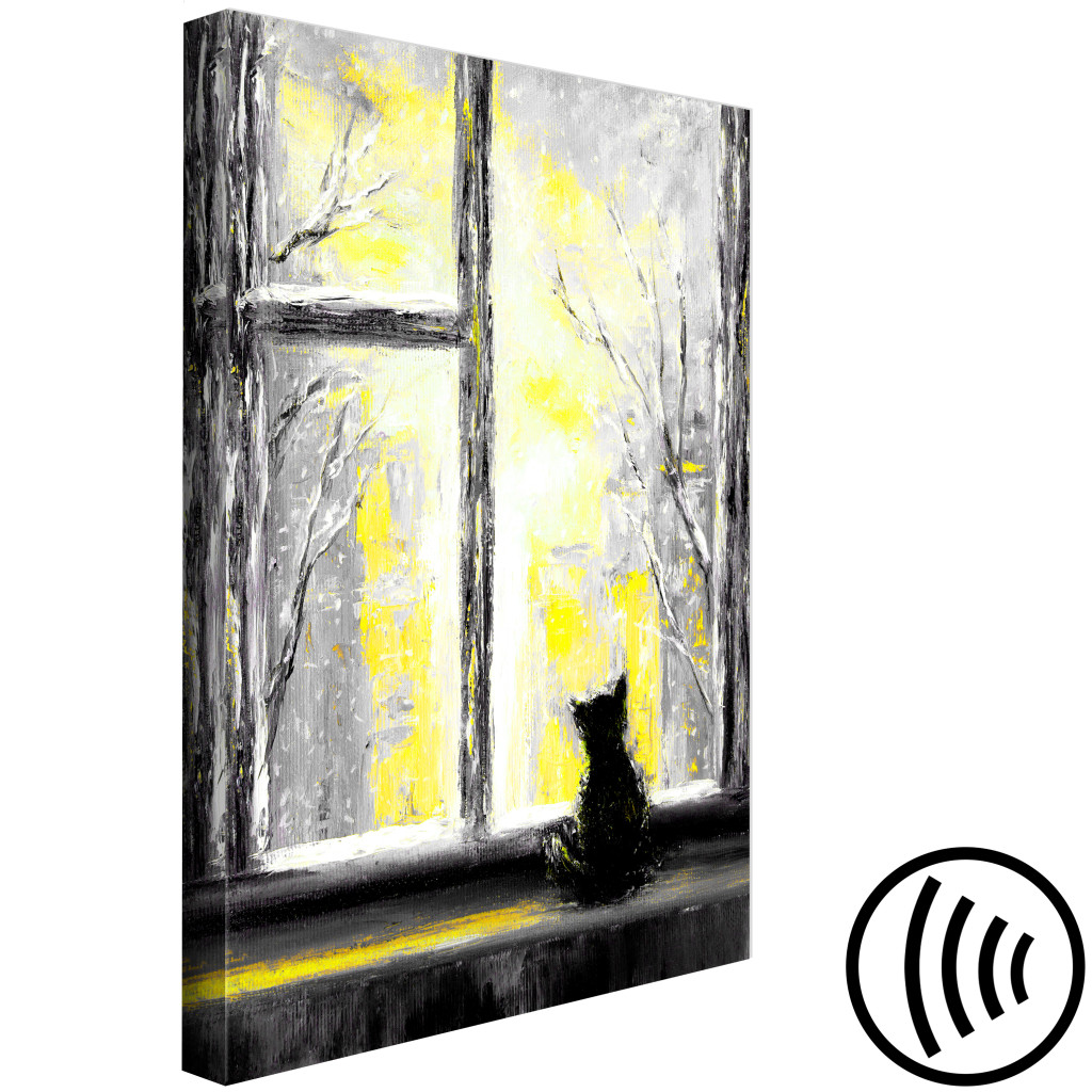Schilderij  Katten: Longing Kitty (1 Part) Vertical Yellow