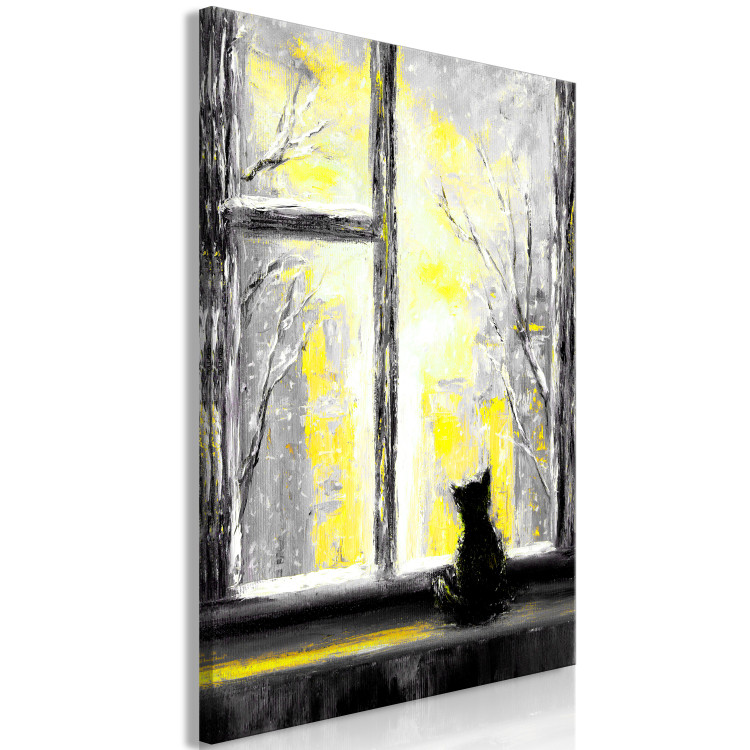 Obraz Tęskniący kotek (1-częściowy) pionowy żółty 123069 additionalImage 2