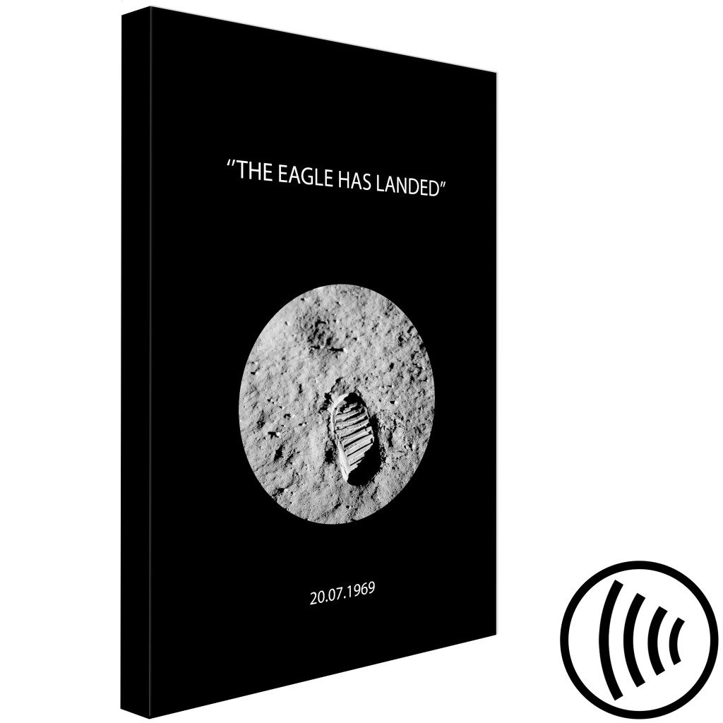 Quadro Em Tela Shoeprint On The Moon - Fotografia Da Lua Com Frase Em Inglês