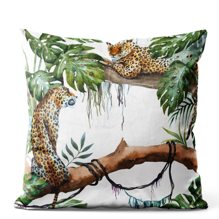 Sammets kudda Cheetahs on branches - tropical theme, watercolour-like theme on white 146769