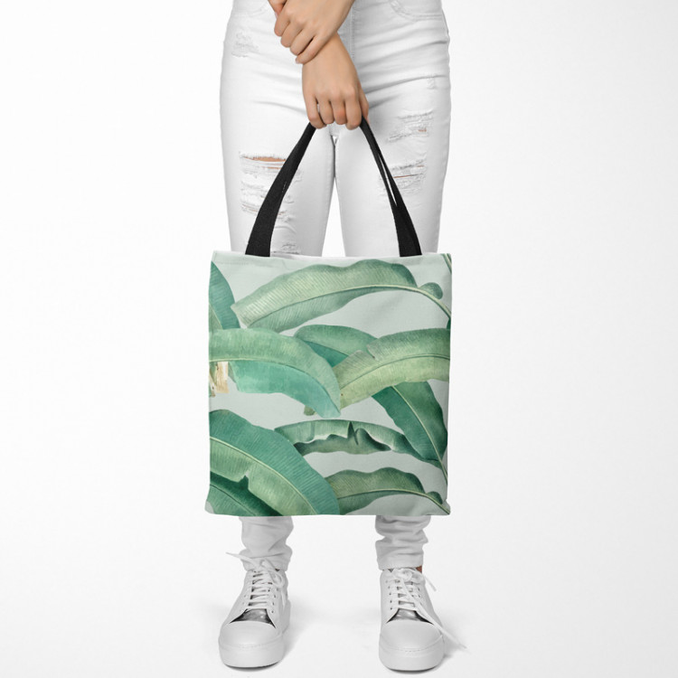 Borsa a sacco Leafy curtain in greens - floral pattern with exotic banana tree 147569 additionalImage 3