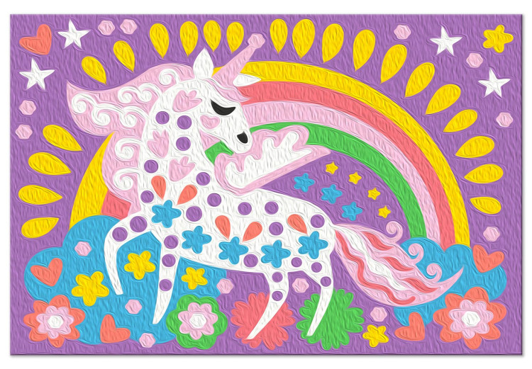 Kit de pintura para niños Cheerful Gallop - Colorful Unicorn on the Background of a Rainbow and Flowers 149769 additionalImage 7
